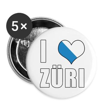 i love Zurich Züri Amour coeur Suisse cadeau - Lot de 5 petits badges (25 mm) - blanc - Devant