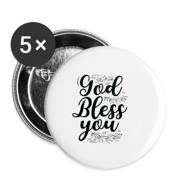Don chrétien Que Dieu vous bénisse Les dons du christianisme - Lot de 5 petits badges (25 mm) - blanc - Devant