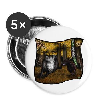 Chasse à la marche - Lot de 5 petits badges (25 mm) - blanc - Devant