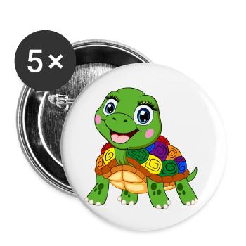 arc-en-ciel tortue lgbt tortue aquatique animal - Lot de 5 petits badges (25 mm) - blanc - Devant