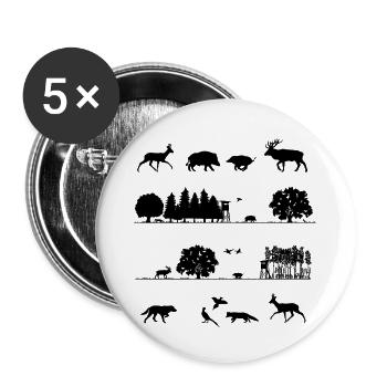 Habitants de la forêt - Lot de 5 petits badges (25 mm) - blanc - Devant