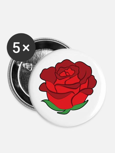 Rose - Buttons klein 25 mm (5er Pack) - Weiß
