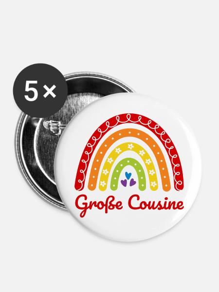 Große Cousine - Buttons klein 25 mm (5er Pack) - Weiß