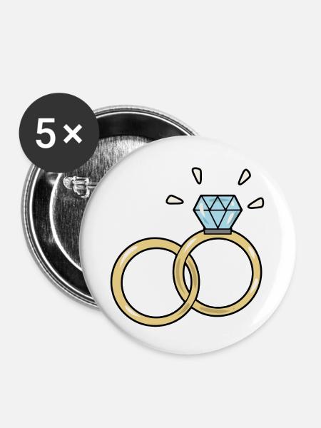 Ehering - Buttons klein 25 mm (5er Pack) - Weiß