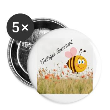 Fleißiges Bienchen - Buttons klein 25 mm (5er Pack) - Weiß - Vorne