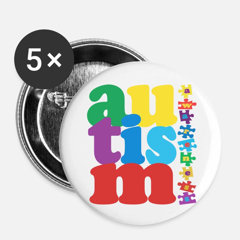 Autismus - Buttons klein 25 mm (5er Pack) - Weiß