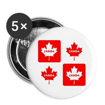 Drapeaux en feuille d'érable du Canada - Lot de 5 petits badges (25 mm) - blanc - Devant