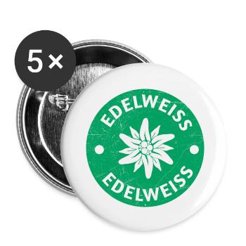 Edelweiss Edelweiss Alpen Blume Souvenir Geschenk - Buttons klein 25 mm (5er Pack) - Weiß - Vorne