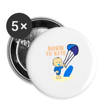 Kite Surfer Born to Kite Baby Kids Gift Idea - Buttons small 1''/25 mm (5-pack) - white - Front