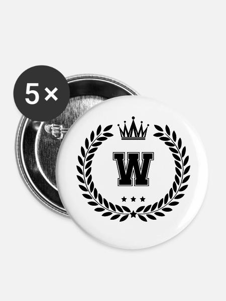 wappen W - Buttons klein 25 mm (5er Pack) - Weiß