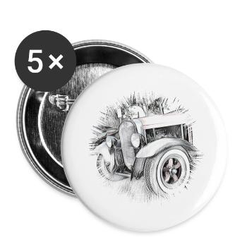 Hot Rod - Lot de 5 petits badges (25 mm) - blanc - Devant