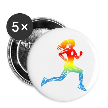 Coureur En cours fille tatouage design cadeau - Lot de 5 petits badges (25 mm) - blanc - Devant