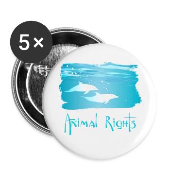Animal Rights Dolphin Dolphins - Buttons small 1''/25 mm (5-pack) - white - Front