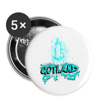 Gotland Graffiti Leuchtturm Design - Buttons klein 25 mm (5er Pack) - Weiß - Vorne