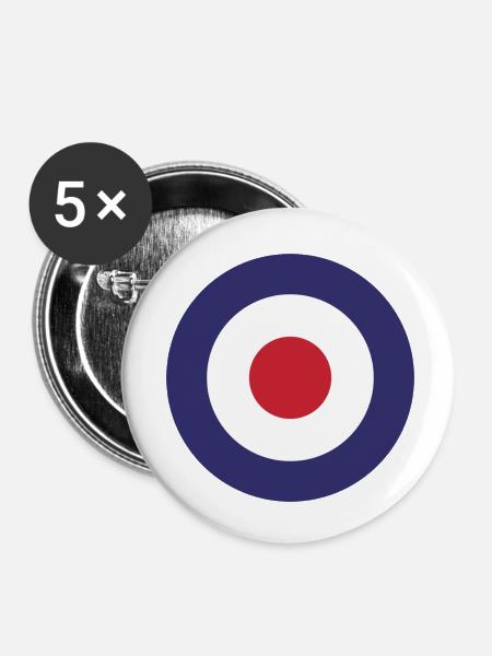 England Flag Round Target - Buttons klein 25 mm (5er Pack) - Weiß