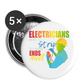 Électriciens - Lot de 5 petits badges (25 mm) - blanc - Devant