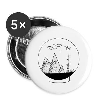 Snow globe mountains - Buttons small 1''/25 mm (5-pack) - white - Front
