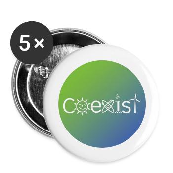 Coexist Solar & Nuclear & Hydropower Wind Power - Buttons small 1''/25 mm (5-pack) - white - Front
