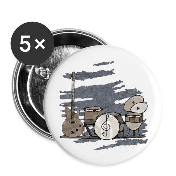 Instruments de musique - Lot de 5 petits badges (25 mm) - blanc - Devant