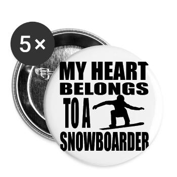 Snowboard Snowboarder - Lot de 5 petits badges (25 mm) - blanc - Devant