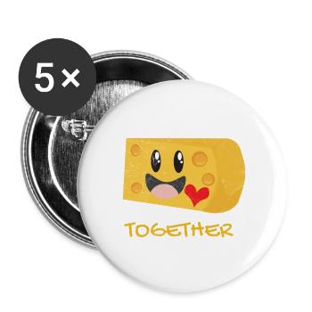 Mac & Cheese Better Together Partner Look Cadeau - Lot de 5 petits badges (25 mm) - blanc - Devant