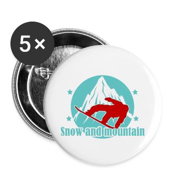 Montagne et Ski Alpin Illustration - Lot de 5 petits badges (25 mm) - blanc - Devant