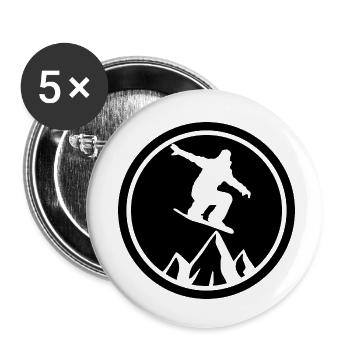 Snowboard Snowboarder Ski - Lot de 5 petits badges (25 mm) - blanc - Devant