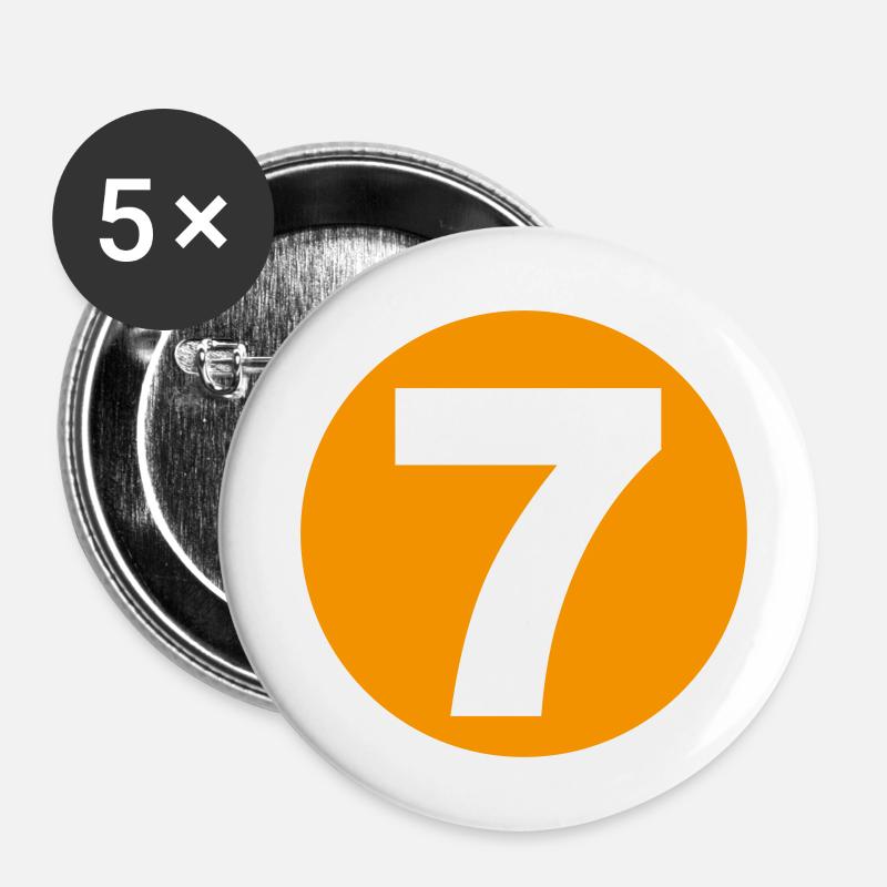 7 Billardkugel - Buttons klein 25 mm (5er Pack) - Weiß