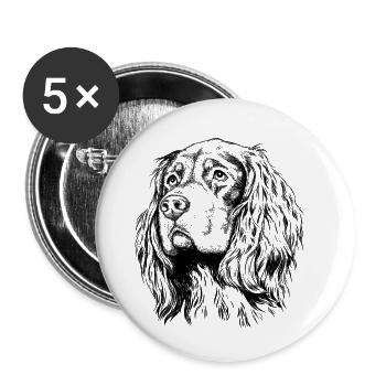 Gordon Setter Portrait - Lot de 5 petits badges (25 mm) - blanc - Devant