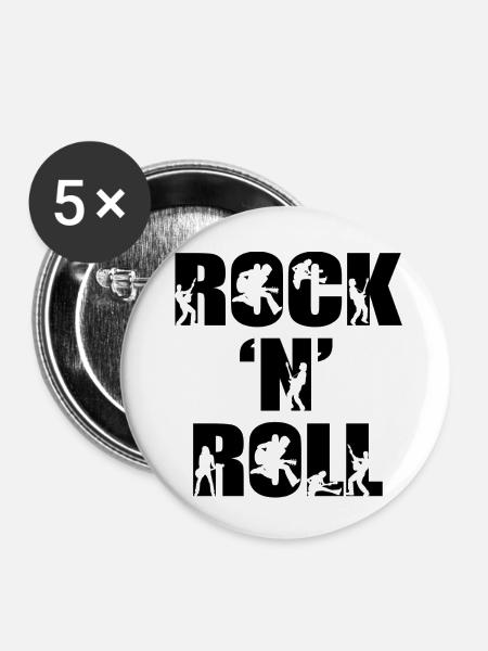 Rock'n'Roll - Buttons klein 25 mm (5er Pack) - Weiß