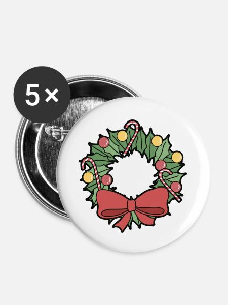 Weihnachtskranz - Buttons klein 25 mm (5er Pack) - Weiß