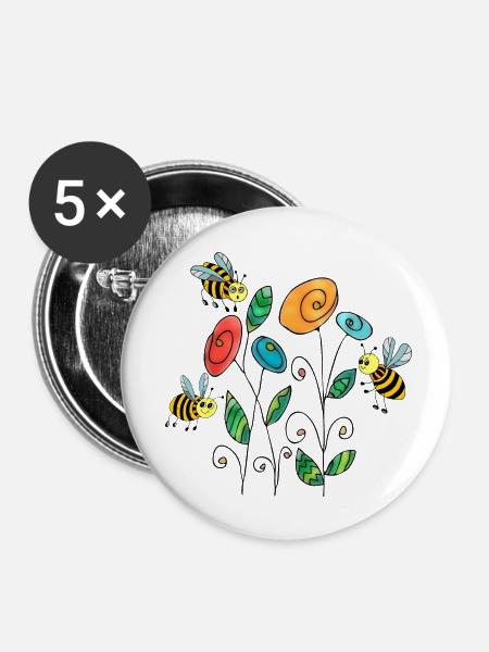 Insekten - Buttons klein 25 mm (5er Pack) - Weiß