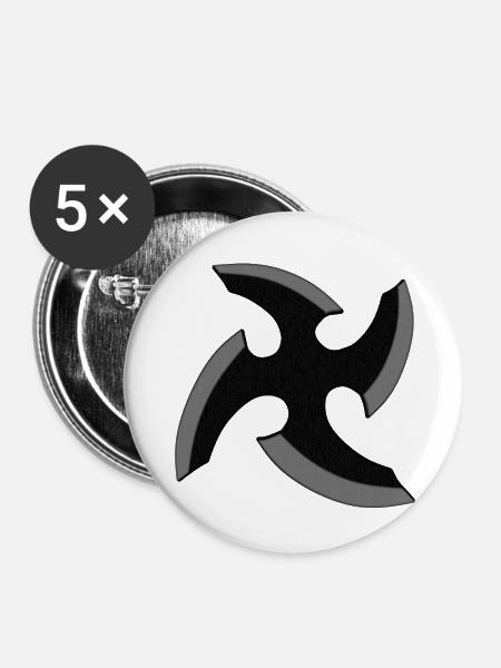 Ninja Stern - Buttons klein 25 mm (5er Pack) - Weiß