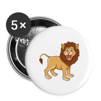 Lion Cartoon Illustration Kawaii pour les enfants - Lot de 5 petits badges (25 mm) - blanc - Devant