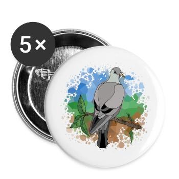 Oiseau - Lot de 5 petits badges (25 mm) - blanc - Devant