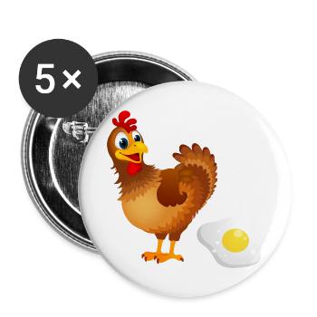 The chicken puts an egg humor hen puts omelette - Buttons small 1''/25 mm (5-pack) - white - Front
