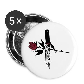 Rose & Couteau - Lot de 5 petits badges (25 mm) - blanc - Devant