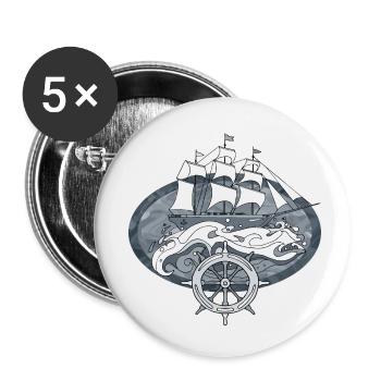 Sailing ship - Buttons small 1''/25 mm (5-pack) - white - Front