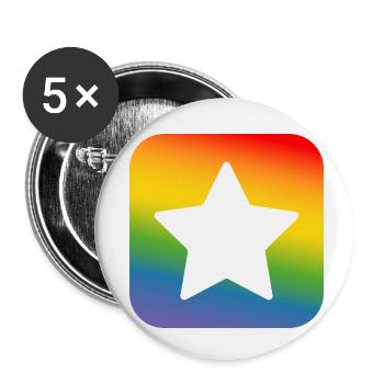 LGBT lgbtqi queer rainbow star button - Buttons small 1''/25 mm (5-pack) - white - Front
