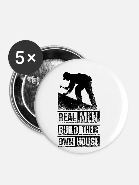 Männer Bauherr - Buttons klein 25 mm (5er Pack) - Weiß