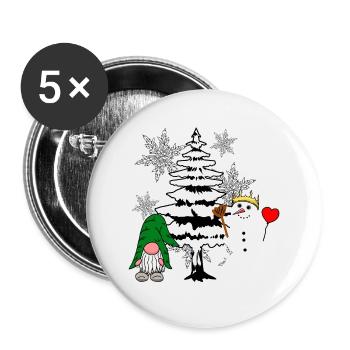 Xmas Christmas Forest Nikolaus Schneemann Santa - Buttons small 1''/25 mm (5-pack) - white - Front