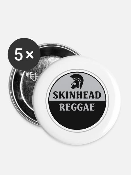 Skinhead Reggae - Buttons klein 25 mm (5er Pack) - Weiß