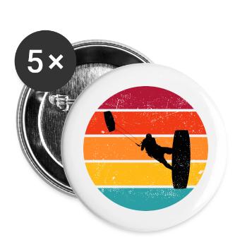 Kitesurfen Jungen Herren Kiten Kite Surf - Buttons klein 25 mm (5er Pack) - Weiß - Vorne