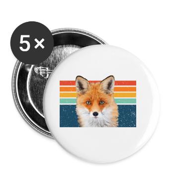 Renard - Lot de 5 petits badges (25 mm) - blanc - Devant