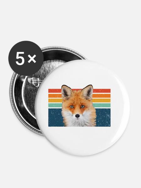 Fuchs - Buttons klein 25 mm (5er Pack) - Weiß