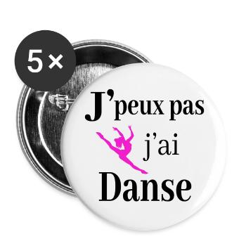j peux pas j ai Danse danse classique passionnée - Lot de 5 petits badges (25 mm) - blanc - Devant