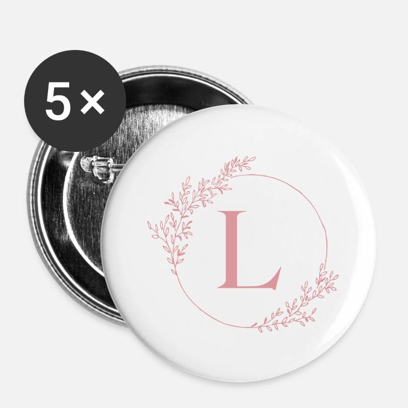 Letter L - Buttons small 1''/25 mm (5-pack) - white