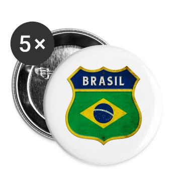Drapeau armoiries du Brésil - Lot de 5 petits badges (25 mm) - blanc - Devant