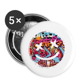 Graffiti-Stil Splash Hip-Hop-Farben Malerfarbe - Buttons klein 25 mm (5er Pack) - Weiß - Vorne