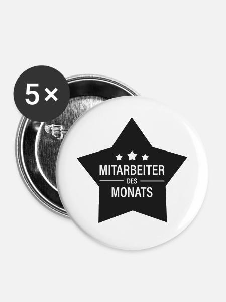 Mitarbeiter des Monats - Buttons klein 25 mm (5er Pack) - Weiß